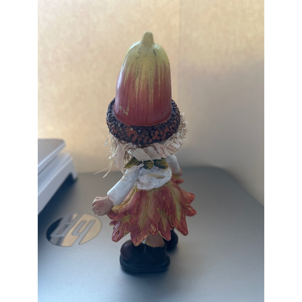 Fall Harvest Gnome Figurine Acorn Hat Leaf Skirt Autumn Decor 5.5 Inch - Picture 3 of 4